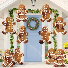 12 Pcs Gingerbread Man Inflatable Christmas Ornaments for Indoor/Outdoor Decor