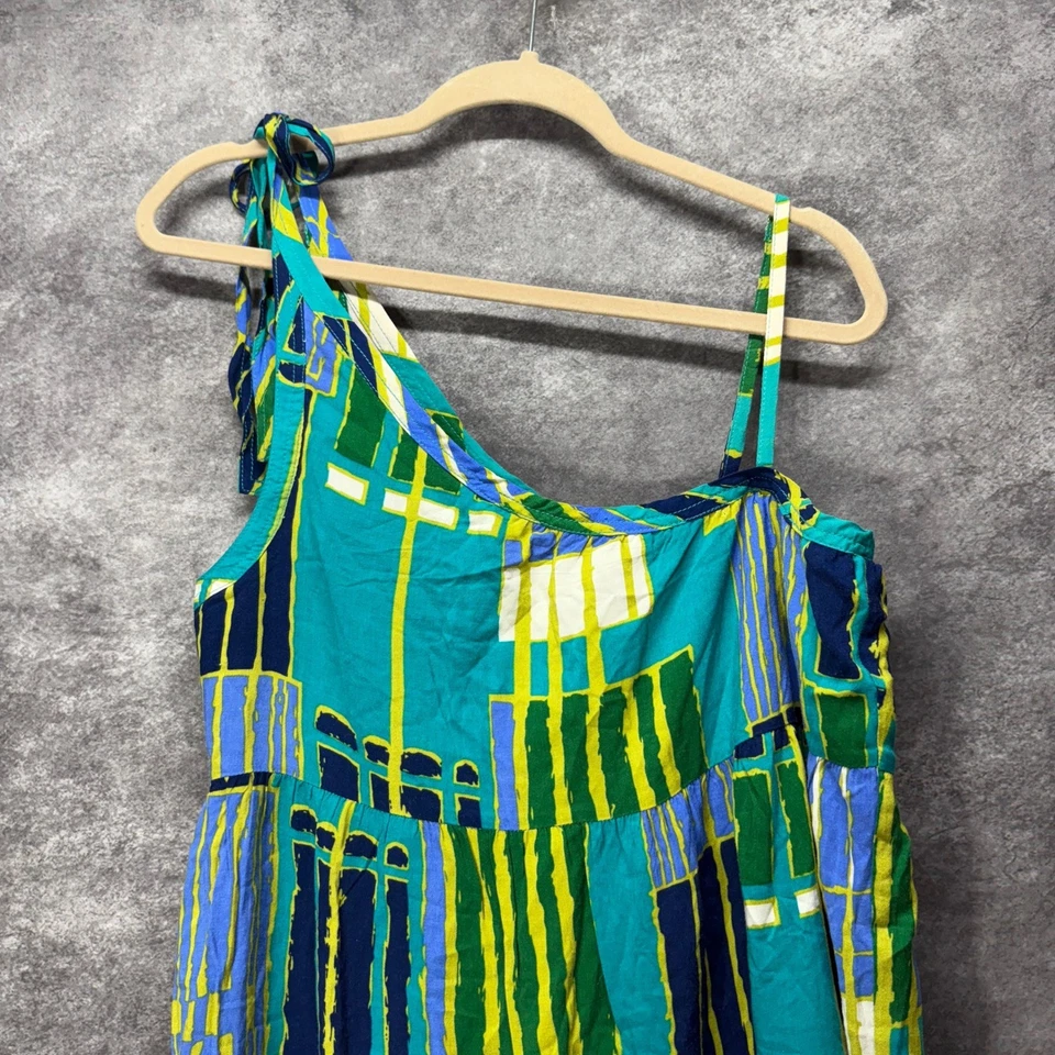 Corbata de tul hombro cambio en capas para mujer L verde azul estampado geométrico sin mangas Foto 2 de 4