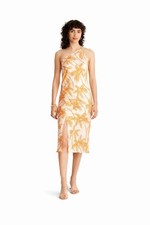 Alani Noelle Future Collective One Shoulder Palm Midi Dress S Orange Tropical