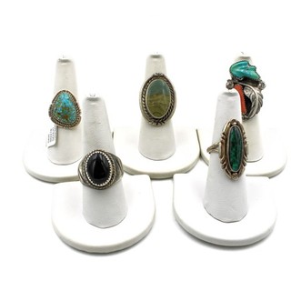 Southwest Sterling Silver Turquoise Jasper Black Onyx Rings Lot of 5 #S4252 1