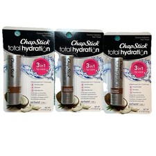 Chapstick Total Hydration COCONUT 3-in-1 Lip Care Balm Tube Non-Tinted Set of 3