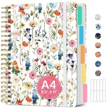 Large Spiral Lined Notebooks for Work with Removable 8.5x11, A   Wildflowers