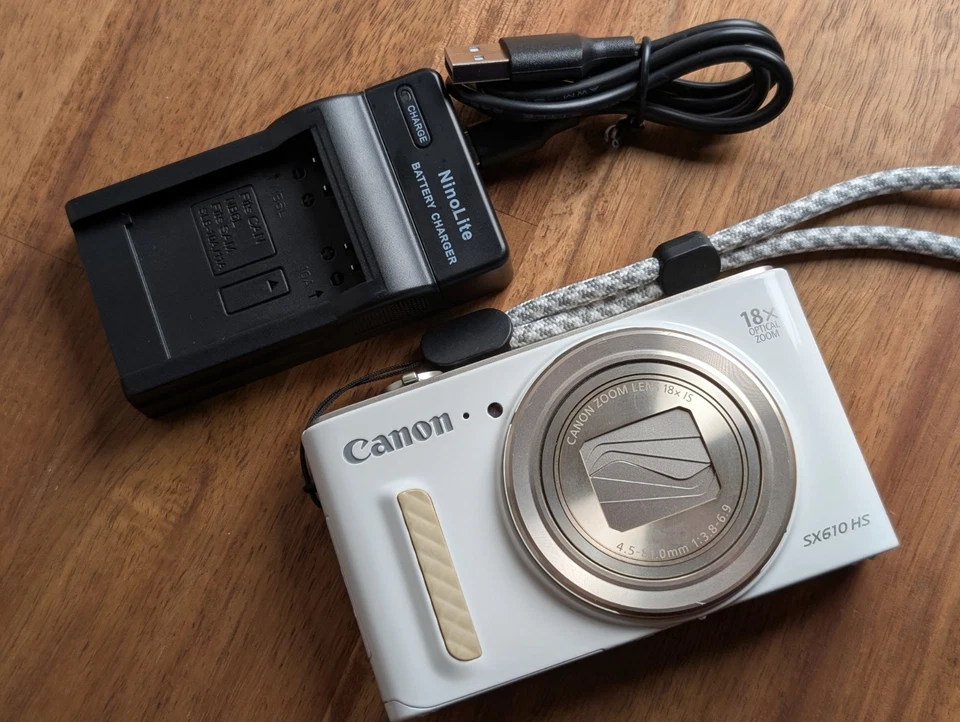 N MINT Canon Powershot SX610 HS Compact Digital Camera 20.2M 18x Japan white - Image 2 of 4