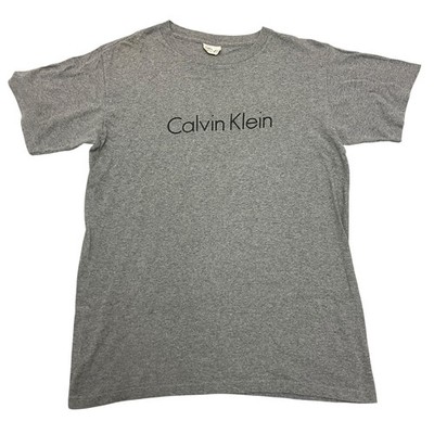 Vintage Calvin Klein T Shirt Medium Made in USA Grau Spell Out Logo 90s 00s
