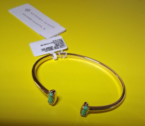Kendra Scott Emma Cuff Bracelet Gold/Mint Magenesite NOS Discontinued