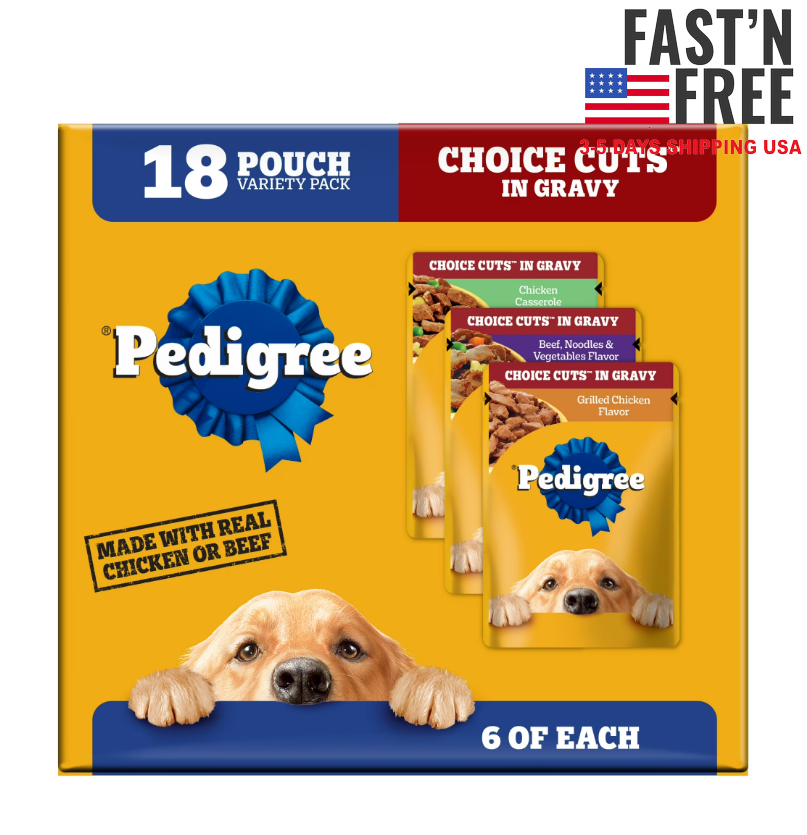 Pedigree Choice Cuts In Gravy Wet Dog Food, 3.5 oz Pouches, 18 Count