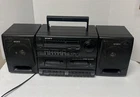 Sony CFS-W455 Stereo Double Cassette Radio Boom Box Detachable Speakers  Working
