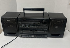 Sony CFS-W455 Stereo Double Cassette Radio Boom Box Detachable Speakers Working