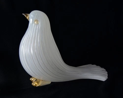 vintage AVeM latticino bird Murano glass