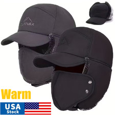 Soft Thermal Ski Cap with Ear Flaps Fur Full Face Mask Aviator Men Warm Ski Cap