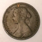 1862 UK Great Britain British Half 1/2 Penny Victoria Civil War Era Coin F