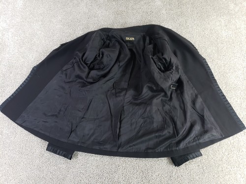 Escada Margaretha Ley 42 Large Blazer Jacket Black Wool Satin Ribbon Trim - Picture 14 of 20