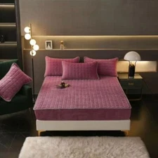 Plush Quilted Mattress Cover Queen Size Fine Bed Cover Not Including Pillowcase