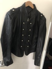 Aviatrix Black Leather Military Parade Womens Bomber Jacket Size 3xl 21 Inches P