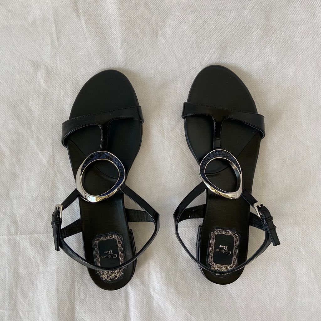 Dior Black Leather & Python Sandals Size 39 - image 5
