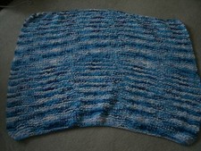 Handmade Knit Bernat Baby Blanket/Super Soft/Multiple Blue Color/30 X 42 Inches