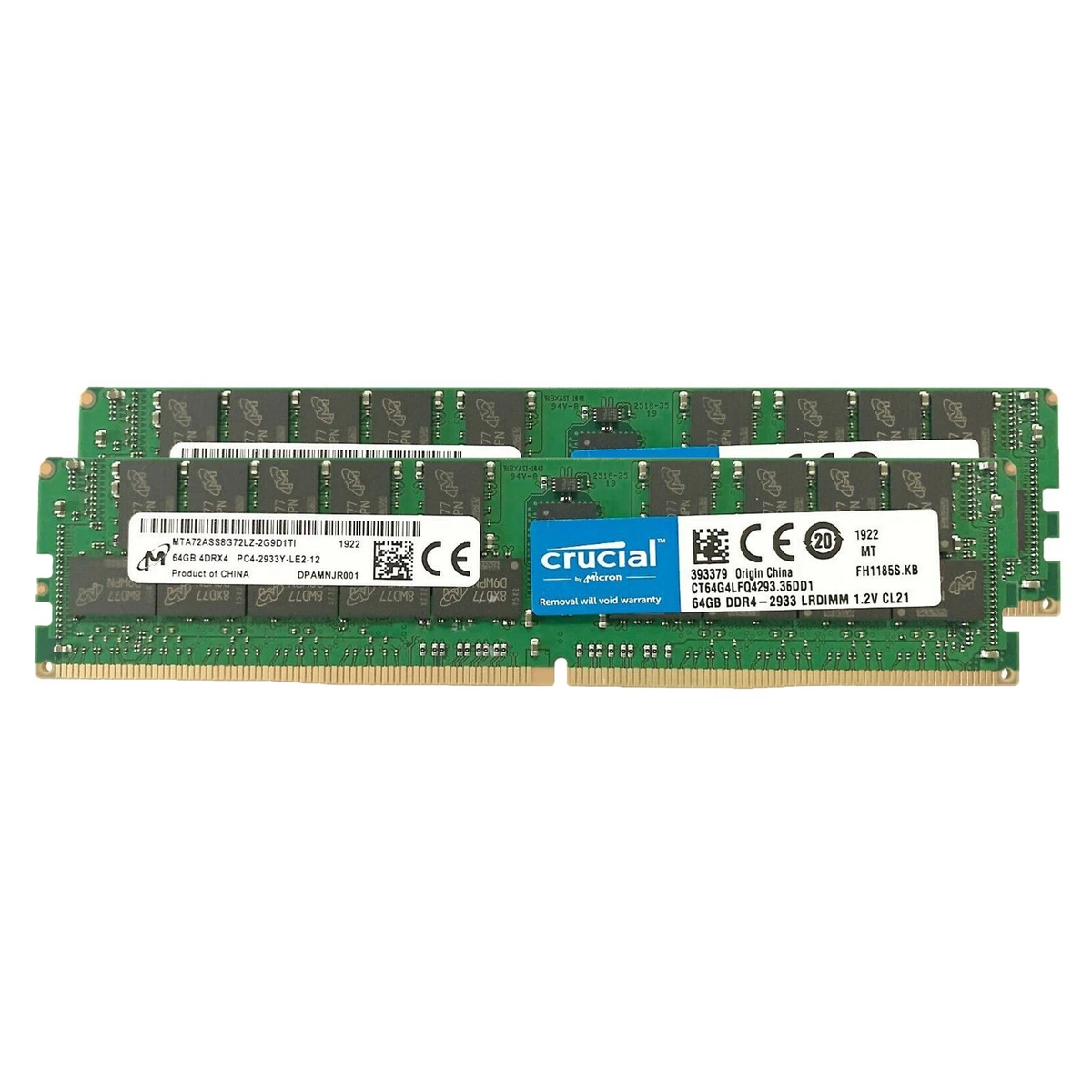 Crucial 128GB(2 x 64GB)KIT 2933MHz DDR4 LRDIMM Server Memory RAM CT64G4LFQ4293