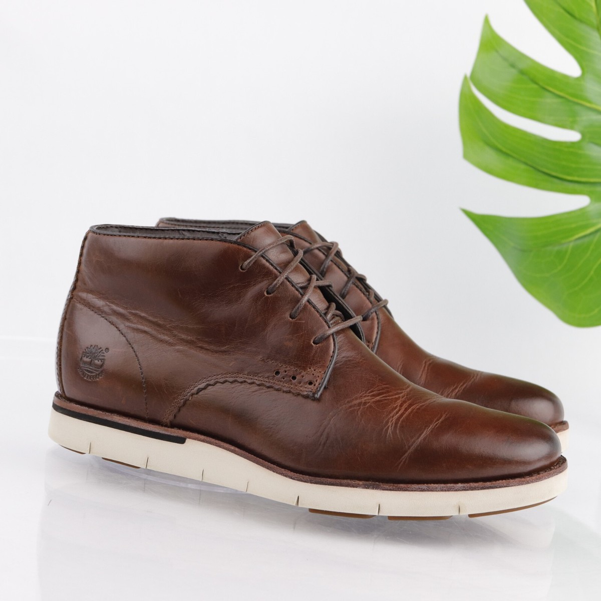 Timberland Preston Hills Chukka Boot Men's Size 8 Brown Leather Mid Lace-Up  Shoe | eBay