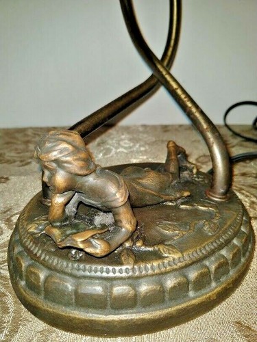 VTG Art Deco Nouveau Arts & Craft 2-Light "Young Lady Reading" Lamp Period Unkn - Picture 6 of 12