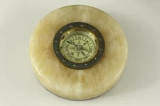 Vintage Desk Paperweight Directional COMPASS Mounted in Marble WNN Taiwan