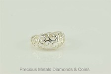 Sterling Silver 10mm Scrolled Swirl Open Face Dome Band Ring 925 NV Sz: 5.5
