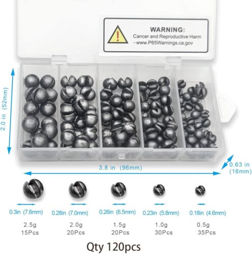 120PCS Pesi da Pesca Affondatori Premium Split ShotFishing Pesi Rotondi 5 Misure - Foto 3 di 8