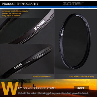 62mm Slim CPL Circular Polarizing Polarizer filter for Canon Nikon Camera ZOMEI