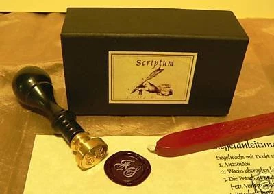 SIEGEL SET PETSCHAFT MIT GRAVUR BUCHSTABEN 2-3 INITIALEN + SIEGELWACHS
