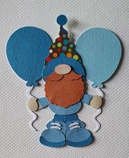Gnome Birthday Balloon Set Blue Scrapbook, Card Making Paper Piecing