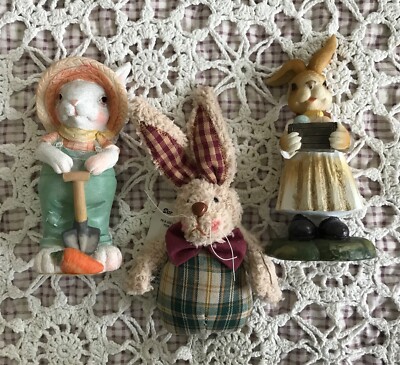 3 Easter Bunny Rabbits - Sweet for Easter Decorating or Crafting     