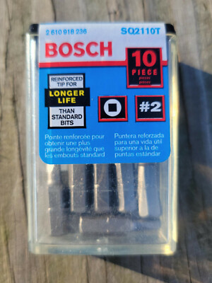 10 pieces Bosch Tools SQ2110T #2 Square Recess Insert Bit 1'' tempered steel