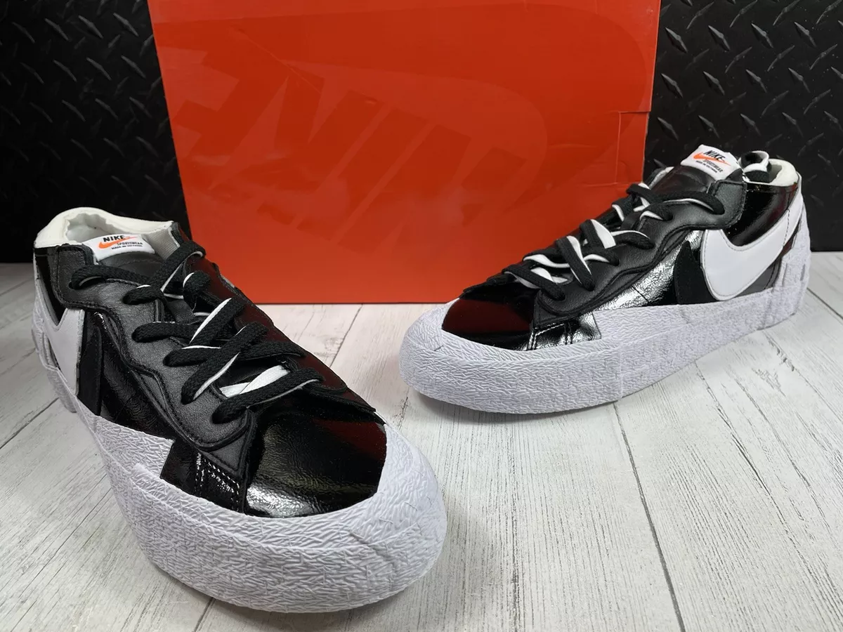 Size 14-New Nike Blazer Low X Sacai Black Patent Leather 2022 DM6443-001