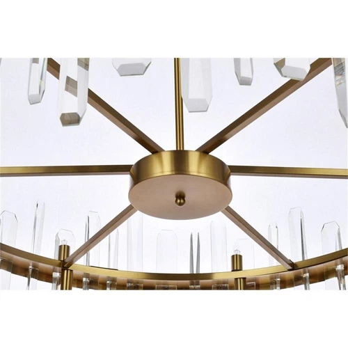 Elegant Lighting Serena 36" Round Iron and Crystal Chandelier in Satin Gold - Picture 6 of 8