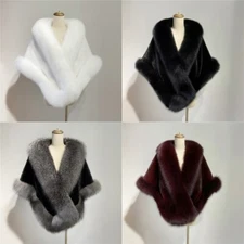 Women Winter Imital  Faux Fur Shawl Coat Shawl Stole Wrap Scarf Cloak Cape Warm
