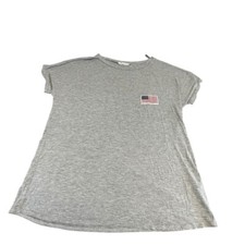 BOMBOM Gray American Flag Patch T-Shirt Dress Casual Comfy Made in USA