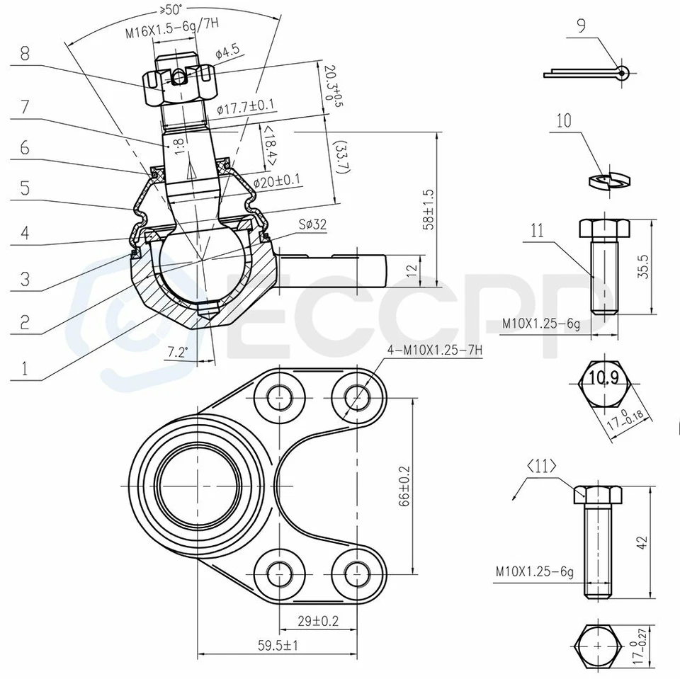 9 piezas para Mazda B2200 1987-93 rótulas delanteras barras de amarre brazo Pitman pieza de dirección Foto 3 de 4