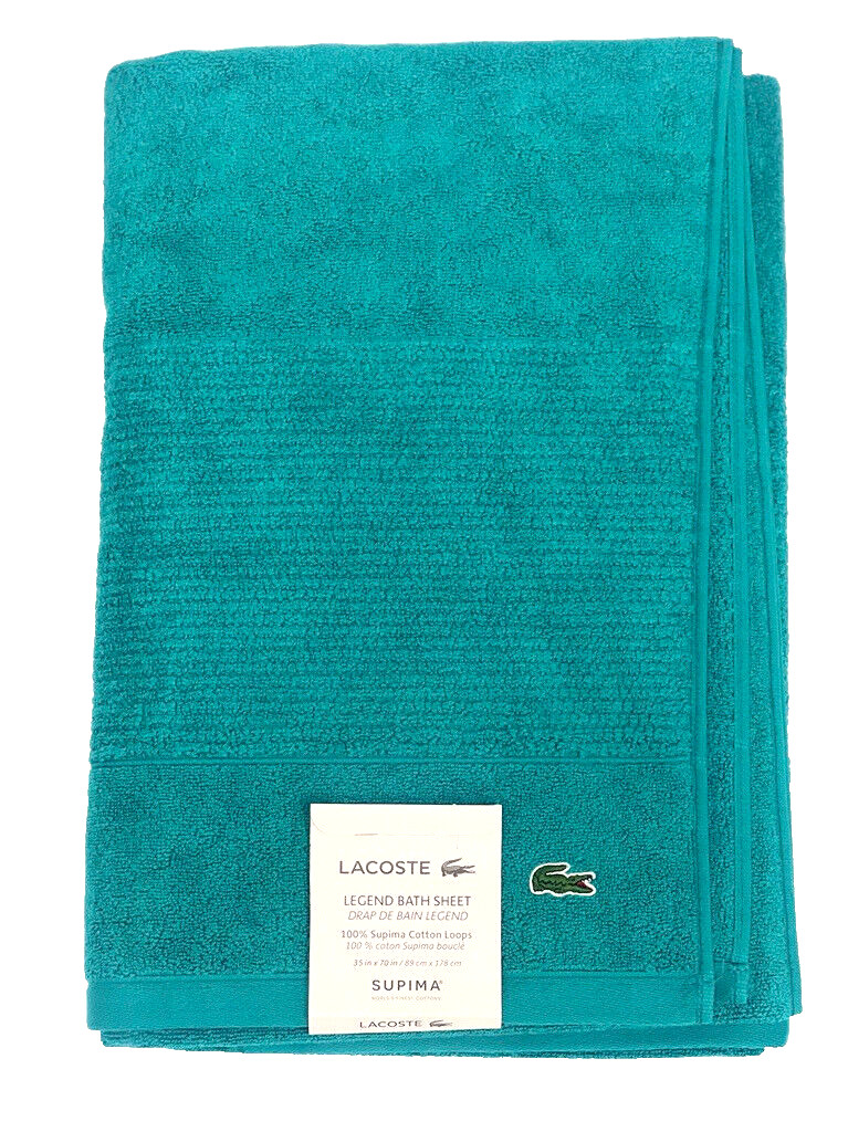 Lacoste Legend Towel Bath Sheet Peacock 100% Supima Cotton Loops - Main Image