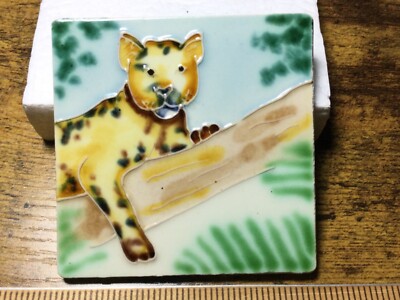 Cheetah in Tree Ceramic Tile Magnet 3''