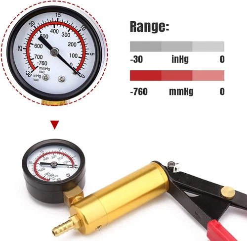 Hand Held Vacuum Pressure Pump Tester Set Brake Fluid Bleeder Bleeding Kit + Box - Picture 8 of 23