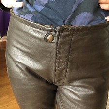 Vintage brown Leather Cafe Racer drag race Pants 30 x 28 Bates Harley unisex