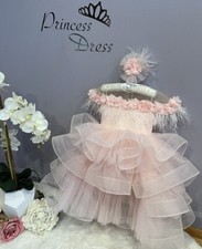 Baby Girl Fluffy Party Dress/ 1st Year Birthday Dress/ PRINCESS Pink Baby Dress