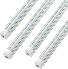 4Pcs 8FT LED Shop Light 72W T8 Garage Ceiling Lamp Tube Light Fixtures 5000K 8'