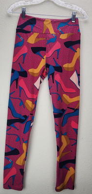 LuLoro Stretch Women's Leggings High Heeled Shoes Print Size S Colorful Fun