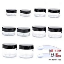 10pcs Small Travel Containers - 3/5/10/15/20 Gram Sample - 3/5/10/15/20g - Black
