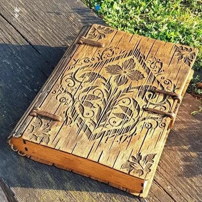 Boîte de rangement en bois en forme de livre, antique, portable, créative, - Photo 1/4