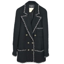 Chanel Double Breasted Jacket Black 94A #38 177778