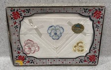 3 Vtg Ladies Hankies Handkerchiefs NIB Styled In Switzerland Made USA MCM READ 