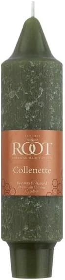 Velas raíz 8 unidades cena sin perfume sin goteo 5 pulgadas, oliva oscuro Foto 2 de 4