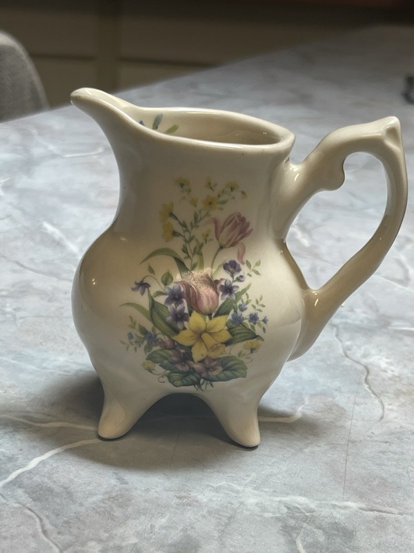 Collectible Beautiful Lily Creek Floral Footed Small Pitcher/Creamer