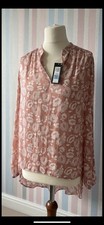 BNWT M&S Pink Floral Satin Notch Neck Blouse - Size 14